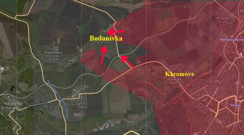 Quân đội Nga đã phát triển tiến công vào làng Bodanivka theo ba hướng, hai hướng đông và đông nam theo đường Bakhmutsky và hướng bắc từ hồ chứa nước Berkhovskoe, tiến vào Bogdanovka; tạo thành thế bao vây ba mặt.
