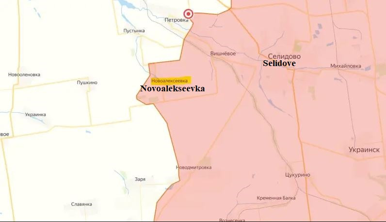 Cụm quân Trung tâm và Cụm quân phía Đông (nhóm Vostok) của Quân đội Nga, tiếp tục phát triển thế tấn công theo nhiều hướng, chủ yếu vẫn là Pokrovskoye và Kurakhovskoye, tràn ngập nhiều khu vực lãnh thổ. Theo thông tin của Bộ Quốc phòng Nga, các đơn vị của Cụm quân Trung tâm lại nổi bật khi chiếm làng Novoalekseevka, gần thành phố Selidovo.