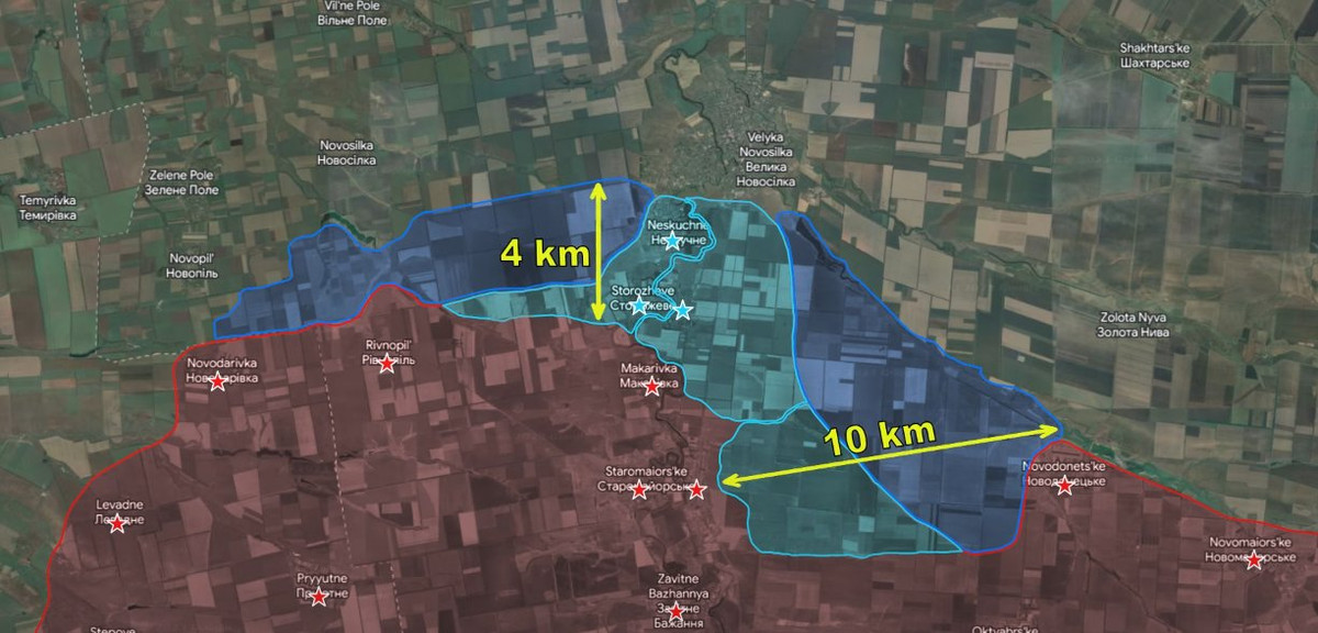 Mặc dù tràn ngập được hai làng Staramayorsk và Urozhaine, nhưng Quân đội Ukraine không thể tiêu diệt một số lượng lớn quân Nga; nhưng điều đó chẳng là gì đối với Quân đội Ukraine, và điều quan trọng hơn bất cứ điều gì khác, là phải lấy lại được phần đất đã mất.