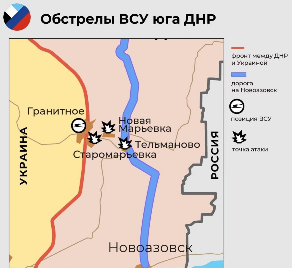 Việc đưa MLRS Grad vào khu vực của vùng đệm cho thấy, Quân đội Ukraine có ý định tấn công trong vòng bán kính 20 km; theo vị trí của trận địa pháo, sẽ cho phép các cuộc tấn công tại Telmanovo, Novaya Maryevka và các khu định cư khác theo hướng này.