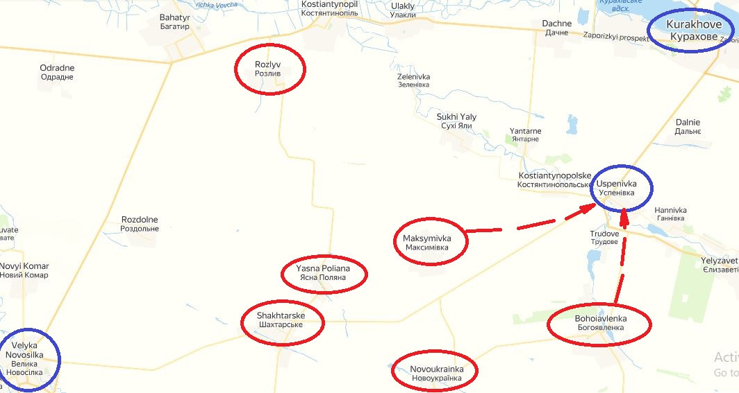 Bộ Quốc phòng Nga ngày 1/11 cho biết, Quân đội Nga đã giành quyền kiểm soát làng Novoukrainka và Epiphany. Ngoài ra, nhóm quân Vostok đã chiếm làng Shakhterskoye. Từ đây quân Nga có thể tiến tới Uspenivka, vùng ngoại ô phía nam của Kurakhovo, nơi có nhiều con đường đi qua.