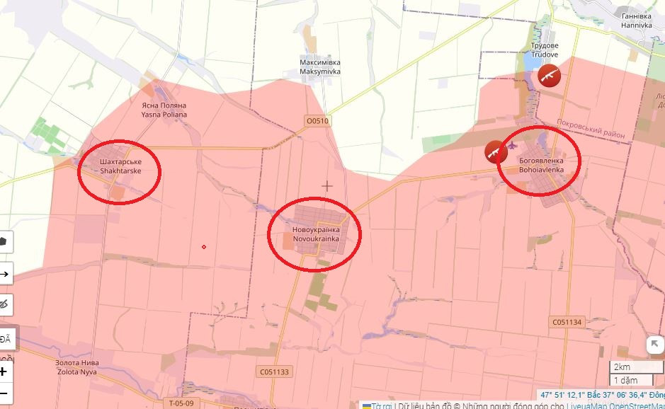 Theo ông Vladimir Rogov, chuyên gia quân sự, chủ tịch ủy ban về các vấn đề chủ quyền, các dự án yêu nước và hỗ trợ cựu chiến binh của Phòng Công cộng Liên bang Nga cho biết, Quân đội Nga đã cắt đứt “mỏm đá” do Quân đội Ukraine kiểm soát trong khu vực các làng Novoukrainka và Bogoyavlenka.