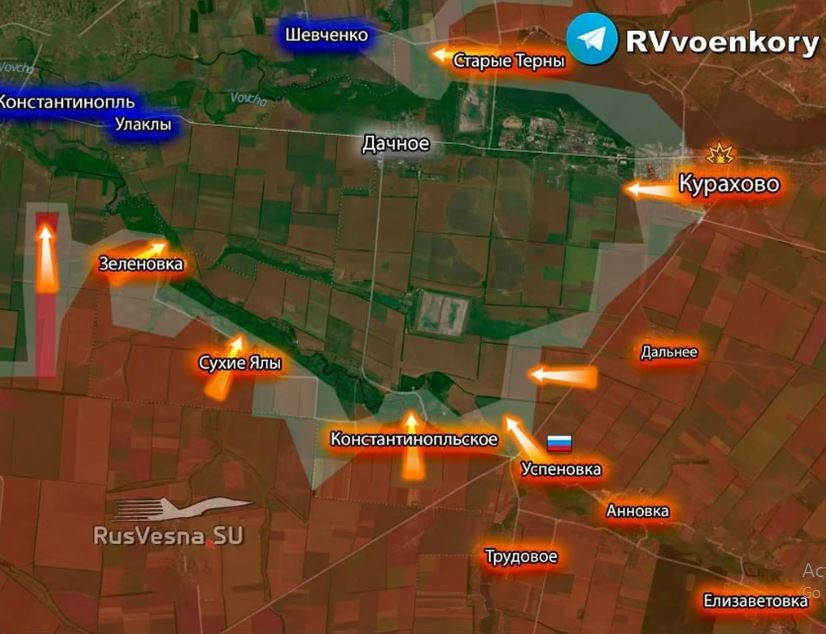 Trong tình hình hiện tại, RFAF đã hoàn toàn làm chủ được thế chủ động trên chiến trường . Họ có thể lựa chọn tiếp tục thu hẹp vòng vây hoặc phát động một cuộc tấn công tổng lực. Cho dù RFAF áp dụng chiến thuật nào, AFU vẫn sẽ phải đối mặt với một thử thách khắc nghiệt. Số phận của Kurakhove có thể được quyết định trong những ngày tới. (Nguồn ảnh Topwar, Rvvoenkory, Liveuamap).