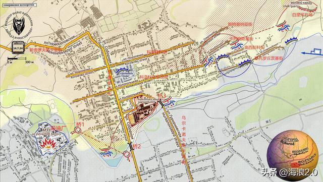 Như có thể thấy từ hình trên, Quân đội Ukraine hiện đang nằm giữa phố Korolenko, phố Sobornaya và phố Kolokolcheva trên thực tế đã bị bao vây. Lực lượng Nga đang tiêu diệt lực lượng Ukraine trong khu vực bằng hỏa lực trên không và pháo binh tầm xa. 