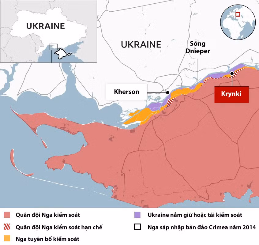 Trong nhiều lính Ukraina hoạt động ở vùng Kherson, có một số lượng lớn người từ chối sang đầu cầu ở làng Krynki và thông tin này đã được tờ Strana của Ukraine đăng tải. Theo họ, những người lính bình thường không hiểu tại sao lại ra lệnh ném họ vào đầu cầu này, hết lần này đến lần khác. 