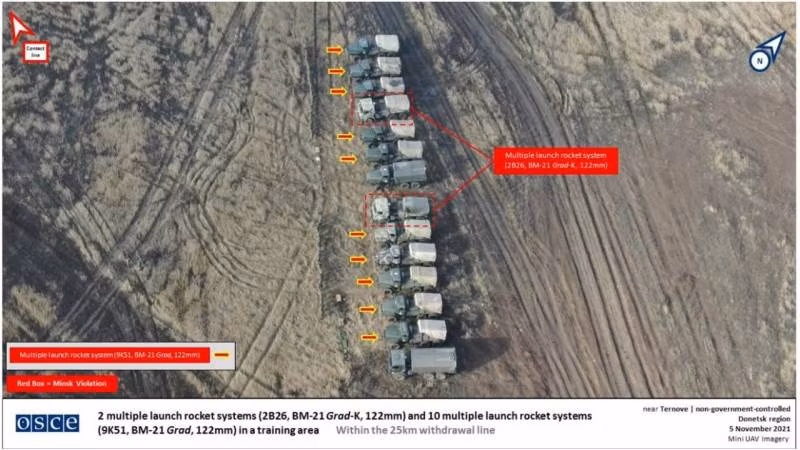 Theo sứ mệnh giám sát của Tổ chức An ninh và hợp tác châu Âu (OSCE), tổng cộng đã có 11 hệ thống pháo phản lực này, đã được máy bay không người lái của OSCE ghi lại, trong đó có hai hệ thống Grad-K mới nhất.