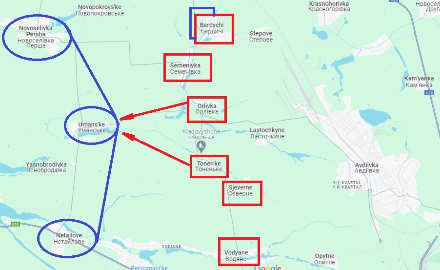 Với tình hình hiện tại, có lẽ các đơn vị của Ukraine sẽ phải rút về khu vực hồ chứa Karlovskoye và sông Vovcha, nơi có thể đóng vai trò như một rào cản tự nhiên đối với quân Nga. Cũng có khả năng tuyến phòng thủ tiếp theo của quân Ukraine có thể theo trục Novoselivka Persha, Umans'ke, Netailove. 