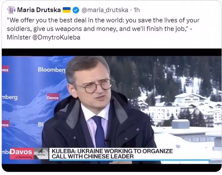 Ngoại trưởng Kuleba nói: "Ukraine đưa ra thỏa thuận tốt nhất cho Mỹ trong lĩnh vực an ninh toàn cầu. Các bạn không cần phải hy sinh mạng sống của lính Mỹ, các bạn chỉ cần cung cấp tiền cho chúng tôi, cung cấp vũ khí cho chúng tôi và chúng tôi có trách nhiệm hoàn thành công việc".