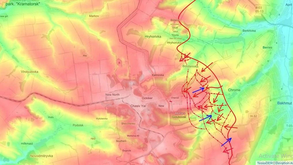 Điều khó khăn cho Nga là Chasov Yar nằm trên độ cao lớn, khi quân Nga từ hướng Bakhmut tấn công vào là từ chỗ thấp tiến đánh chỗ cao. Bên cạnh đó, Quân đội Ukraine đã xây dựng trận địa phòng ngự nhiều lớp, bố trí mìn dày đặc… đây là những vật cản mà quân Nga không thể dễ dàng vượt qua.