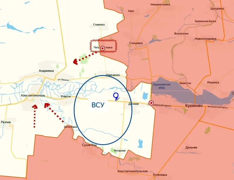 Ngoài việc RFAF giành quyền kiểm soát gần như hoàn toàn đối với Kurakhove, RFAF cũng đang tiến mạnh về phía tây bắc Kurakhove, nhằm san phẳng các “mấu lồi”. Trang Topwar đăng tải video quay về việc treo cờ ba màu của Nga tại làng Petropavlovka, nằm ở phía tây bắc Kurakhove.