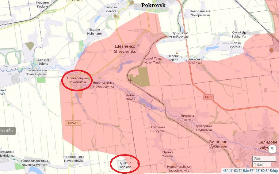 Mọi thứ cũng không khá hơn đối với AFU ở khu vực phía nam Pokrovsk. Sau khi Cụm quân Trung tâm của RFAF tiến cách thành phố chỉ còn 1 km, họ đang tiếp tục mở rộng đầu cầu phía nam, khi chiếm thêm Novotroitsky và Pushkino. Đồng thời tiếp tục mở rộng đầu cầu này về hướng tây.