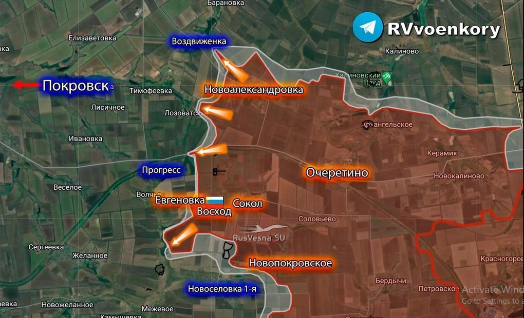 Trước khi thời tiết xấu và lạnh giá bắt đầu, quân Ukraine có thể sẽ bắt đầu dựa vào các tuyến có lợi thế hơn từ Vesyoly đến Kalinovo. Tuyến phòng thủ chính mà Quân đội Ukraine vội vàng xây dựng sau khi mất Avdiivka, Ocheretine và rút lui về phía tây, không thể đóng vai trò là vùng đệm ngăn quân Nga và cùng lắm là sẽ cho phép Quân đội Ukraine giành được một chút thời gian để chuẩn bị. (Nguồn ảnh: Rvvoenkory, Southfront.press, Topwar, Ukrinform).