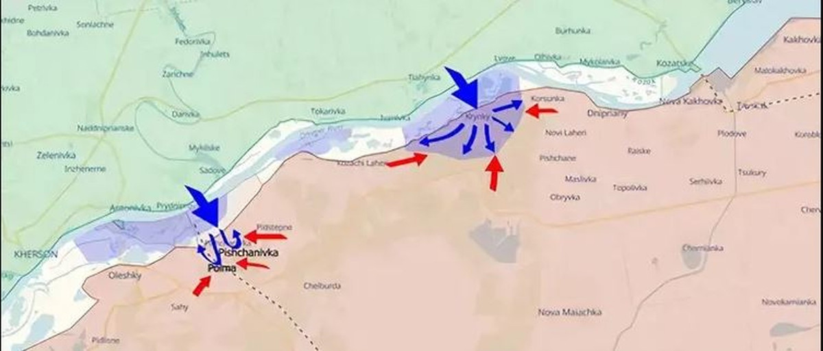 Nhưng tại khu vực Kherson, theo hãng tin Al Jazeera của Qatar dẫn nguồn tin từ các blog quân sự của Nga xác nhận, quân đội Ukraine đã giành được chỗ đứng ở làng Krynky ở bờ đông sông Dnieper. Hiện Điện Kremlin từ chối đưa ra bất kỳ bình luận nào, 