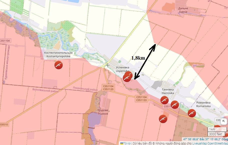 Hiện tại, Quân đội Nga đang tấn công những cứ điểm này từ phía bắc và phía nam, và về cơ bản đã bao vây sáu cứ điểm ở phía đông, chỉ để lại một khoảng trống chưa đầy hai km để Quân đội Ukraine rút lui về phía tây. Dự kiến, 6 cứ điểm này sẽ bị Quân đội Nga chiếm giữ trong tuần này. 