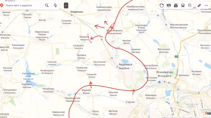 Nhưng với hỏa lực không ngừng của pháo binh và không quân Nga, các đơn vị Ukraine phải co lại trong các công sự phòng thủ kiên cố. Hiện quân Nga ở sườn phía nam Avdeevka, đã tiến được 3 km so với đường vành đai Donetsk. Điều này được xác nhận không chỉ bằng thông tin định vị địa lý của ISW, mà còn bằng lời xác nhận của các sĩ quan quân đội Nga.