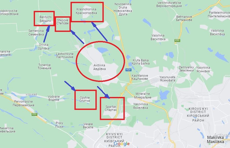 Theo ISW, trong 24 giờ qua, các cuộc tấn công trên bộ của quân Nga tiếp tục diễn ra theo nhiều hướng, nhằm cố gắng bao vây Avdeevka từ sườn phía Bắc, tập trung vào làng Krasnogorovka. Ở sườn phía nam là làng Opytnoye-Spartak. 