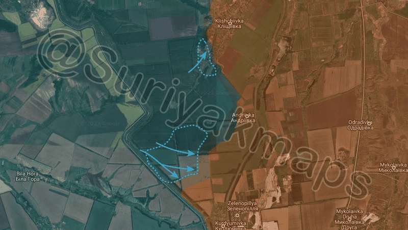 Sau khi quân Ukraine bị tổn thất nặng nề trong các cuộc tấn công, bước tiến của họ bị dừng lại và dẫn đến các cuộc phản công của Nga. Hiện quân Nga hiện đã kiểm soát phần phía bắc Klescheevka ở phía nam Bakhmut và khu vực xung quanh hồ chứa nước Berkhovka ở sườn bắc.