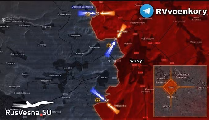 Vào đầu tháng 6, khi Quân đội Ukraine phát động phản công, các trận đanh chính tập trung ở khu vực Kleshcheevka ở sườn nam Bakhmut. Tuy nhiên quân Ukraine đã kiệt sức trong cuộc phản công quá dài và lực lượng dự bị được ưu tiên đưa đến Avdievka, nơi tình hình vô cùng khó khăn. 