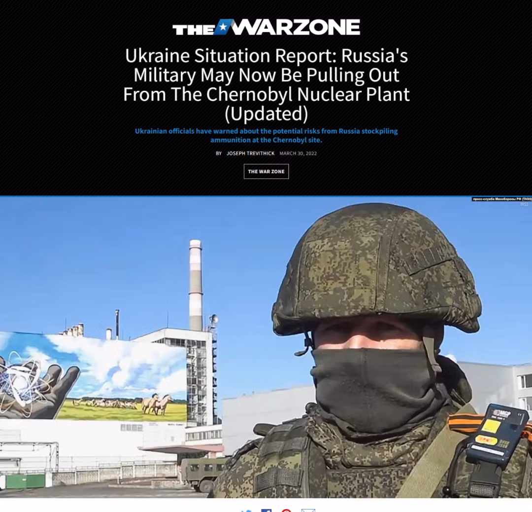 Trong tuần đầu tiên của cuộc chiến, nhà máy điện hạt nhân Chernobyl và khu vực xung quanh đã rơi vào tay Quân đội Nga. Vào thời điểm đó, phương Tây cũng đưa ra cáo buộc rằng, cuộc tấn công của Nga, sẽ gây ra rò rỉ hạt nhân nghiêm trọng. Bây giờ, Quân đội Nga đã tự nguyện rút lui.