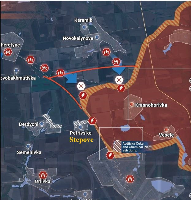 Ở khu vực sườn bắc Avdiivka, giao tranh giữa hai bên vẫn diễn ra quyết liệt. Theo kênh Geroman, tính tới tối 2/12, lực lượng Nga cuối cùng đã đánh bật quân Ukraine ra khỏi các vị trí phía nam làng Stepovoye (Stepnoe); việc dọn dẹp, truy quét đang được tiến hành. 