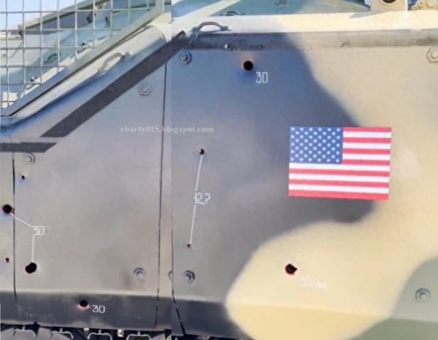 Từ các bức ảnh có thể thấy rằng, đạn súng máy 30mm, đạn súng máy hạng nặng 12,7mm và đạn súng máy hạng nặng 14,5mm lần lượt xuyên thủng lớp giáp bên. Hiện chưa rõ những lỗ đạn này là do chiến trường để lại, hay do quân đội Nga bắn vào để thử nghiệm vũ khí của họ sau khi chiếm được. 