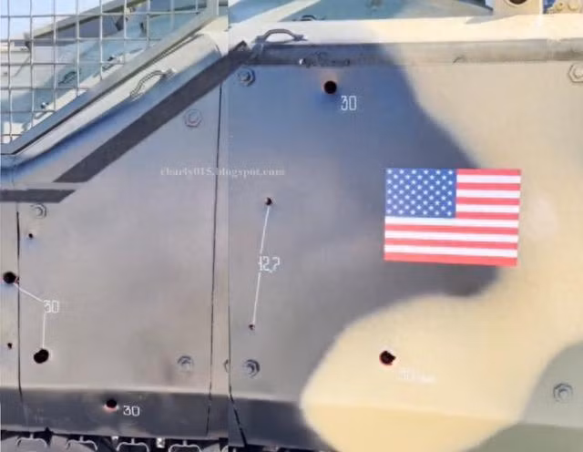 Từ các bức ảnh có thể thấy rằng, đạn súng máy 30mm, đạn súng máy hạng nặng 12,7mm và đạn súng máy hạng nặng 14,5mm lần lượt xuyên thủng lớp giáp bên. Hiện chưa rõ những lỗ đạn này là do chiến trường để lại, hay do quân đội Nga bắn vào để thử nghiệm vũ khí của họ sau khi chiếm được. 