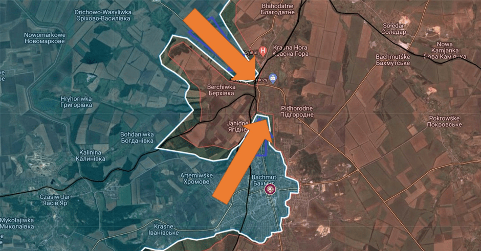 Tuy nhiên, quân đội Ukraine không dễ dàng đánh thành công một trận vây hãm, chỉ cách Bakhmut hàng chục km về phía bắc, họ đang nằm gọn trong vòng vây mở của cụm quân cơ giới, thuộc Quân khu phía Tây của Nga. Ý định “trong đánh ra, ngoài đánh vào” của quân đội Ukraine là một ý tưởng hay, nhưng khó thành công.