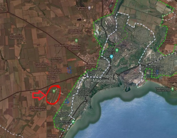 Theo thông tin được Bộ Quốc phòng Nga cung cấp, về việc các lực lượng Nga đang giao chiến với quân Ukraine ở trung tâm thành phố Mariupol, lực lượng dân quân của Cộng hòa Nhân dân Donetsk tự xưng (DPR) cũng đã kiểm soát sân bay của thành phố.