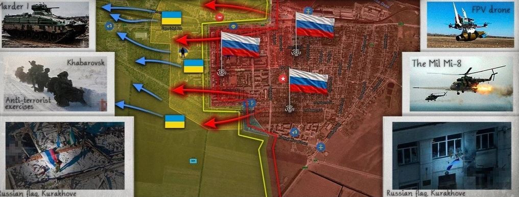 Quân đội Ukraine (AFU) đã sử dụng các tòa nhà để thiết lập nhiều ụ súng, nhằm ngăn chặn bước tiến của RFAF vào trung tâm Kurakhove. RFAF áp dụng chiến thuật tấn công phân tán để tránh các điểm hỏa lực chính của AFU và chọc thủng các mắt xích yếu. Chiến thuật này đã áp đảo AFU và cuối cùng họ buộc phải rút khỏi các vị trí.