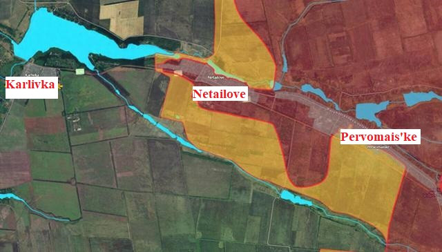 Vì vậy, sau khi Lữ đoàn BBCG số 9 của Quân đoàn Donetsk chiếm đóng thành công làng Pervomais'ke vào cuối tháng 4, thì Lữ đoàn BBCG số 59 của Ukraine đã ngay lập tức rút quân khỏi Nevelsk để tập trung giữ làng Netailove. 