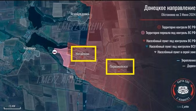 Bắt đầu từ cuối tháng 4, đến khi chiếm được ngôi làng Netailove, thì Lữ đoàn BBCG số 9 của quân đoàn Donetsk chỉ mất có một tháng. Mặc dù Netailove là cứ điểm kiên cố quan trọng của Quân đội Ukraine ở phía tây thành phố Donetsk.