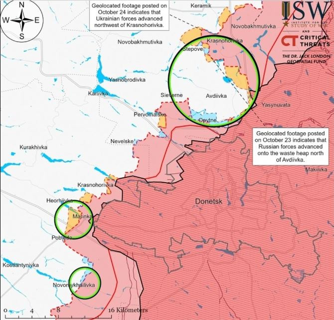 Podolyaka viết: “Nếu quan sát kỹ vào bản đồ chiến sự khu vực từ Marinka đến Gorlovka, chúng ta sẽ thấy rằng cuộc tấn công từ Donetsk qua Krasnogorovka và Marinka của quân Nga nói chung là vô nghĩa về mặt chiến lược".