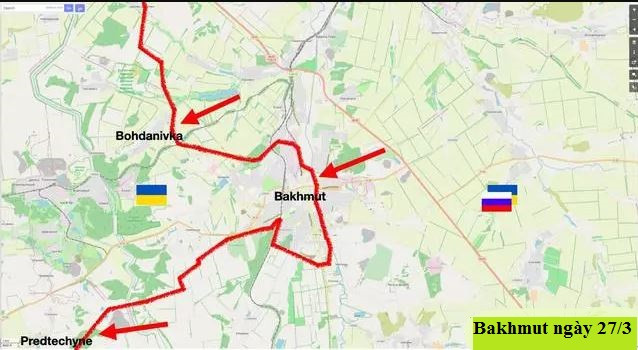 Còn theo thông tin của Quân đội Ukraine cho biết, hiện mặt trận Bakhmut “đã ổn định”; mặc dù quân Nga đã tràn ngập được 70% diện tích đô thị, nhưng Tướng Zaluzhny, Tư lệnh quân đội Ukraine vẫn khẳng định, sau các cuộc giao tranh ác liệt, chiến tuyến đã “bắt đầu ổn định”.