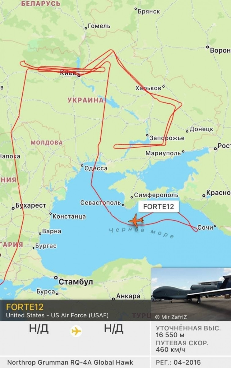 Chiếc thứ hai ban đầu hoạt động ở Donbass, sau đó nó tiến hành trinh sát ở biên giới với Belarus, và sau đó nó bắt đầu thực hiện chuyến bay do thám dọc theo bờ Biển Đen, hoàn toàn bỏ qua các khu vực được chỉ định cho các chuyến bay.