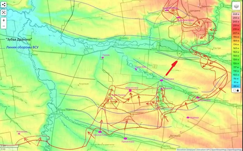 Trên thực tế, với tình hình diễn biến như hiện nay, các đơn vị xung kích của Cụm quân Vostok, sẽ tấn công trực diện vào Uspenovka và sau đó phát triển theo tuyến đường từ Uspenovka đi Kurakhove; mục đích là tạo mũi bao vây trực tiếp cứ điểm Kurakhove từ khu vực phía nam.