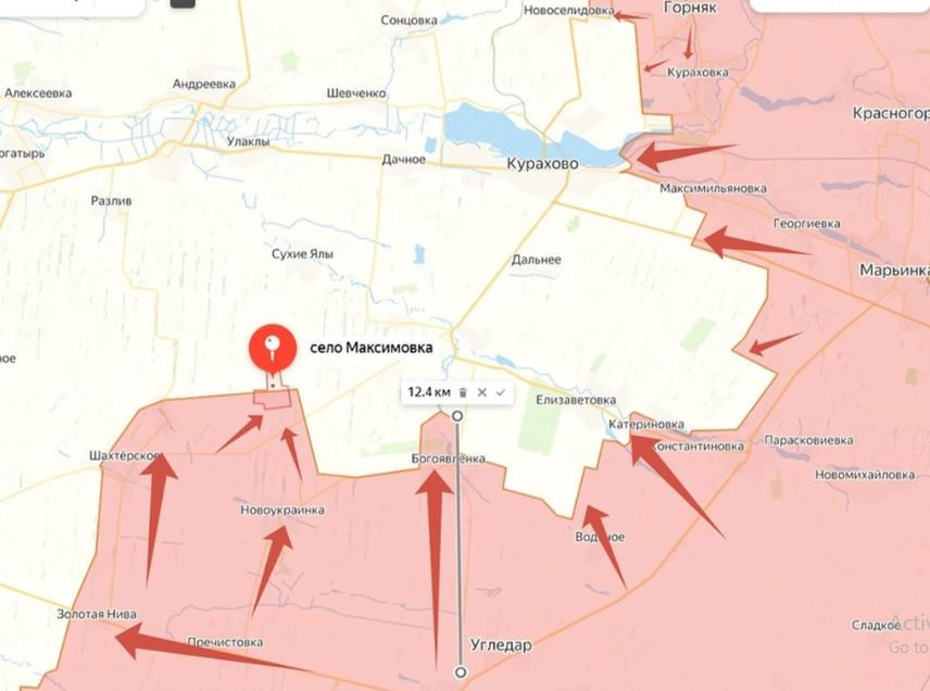 Kênh quân sự “Muchnoy” trên mạng Telegram hiện được hàng triệu người Ukraine theo dõi cho rằng, trong điều kiện bị bao vây như vậy, quân Ukraine cần phải rút lui ngay lập tức khỏi khu vực phía bắc Maksimilyanivka (bao gồm cả Elizavetivka); như vậy họ sẽ mất ít nhất 60 km vuông lãnh thổ.