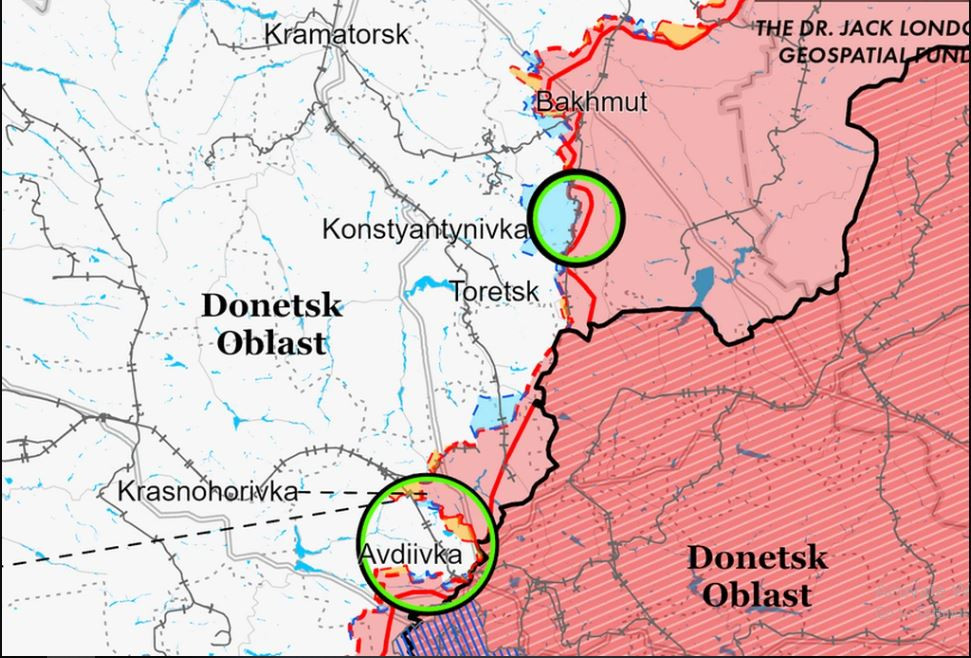 Vì chiếc đinh này nằm ngay rìa thành phố Donetsk, như “cây gậy đâm vào họng” của lãnh đạo DPR; trong khi quân đội Ukraine coi Avdeevka là “biểu tượng quan trọng” và không được phép bỏ cuộc. Mặc dù Nga dồn lực lượng, nhưng không thể tràn ngập được Avdeevka; tuy nhiên họ đã tạo được thế bao vây ba mặt.