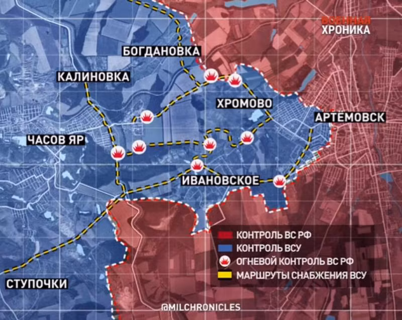 Cũng có khả năng nếu quân Wagner quyết tâm cắt đứt trục đường 0506 vào hồi đầu tháng 3, sau khi họ tràn ngập được Soledar, thì họ có thể bị quân Ukraine tấn công từ cả bên trong và bên ngoài. Do vậy, quân Nga tập trung lực lượng vào hai gọng kìm bắc-nam và thực hiện bao vây Bakhmut ba mặt.