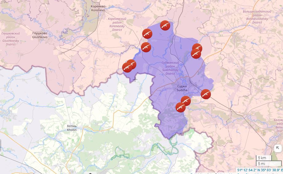 David Axe cũng cho biết, diện tích lãnh thổ mà AFU kiểm soát ở khu vực Kursk đang giảm nhanh chóng. Bây giờ họ đã rút về tới bờ tây con sông Psel và bố trí các trận địa súng cối ở đây. Lúc này nhiệm vụ chính của RFAF là trấn áp Psel và đẩy lùi AFU về phía tây. Điều này cũng sẽ giúp có thể buộc cổ “chiếc túi” dọc theo biên giới, nơi sẽ chứa toàn bộ quân Ukraine ở vùng Kursk. (Nguồn ảnh: Military Summary, Liveuamap, Kyiv Independent, TASS).