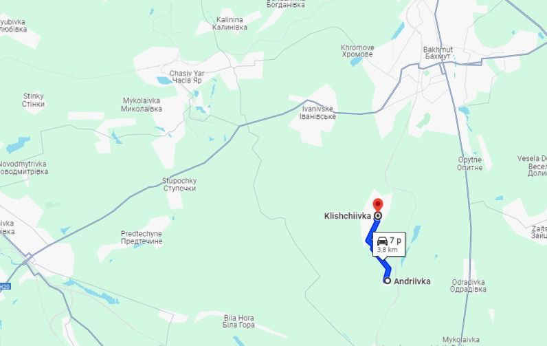 Cùng với việc tái chiếm làng Klishchiivka, quân Nga cũng thành công trong việc chiếm lại làng Andreevka nằm ở phía nam làng Klishchiivka. Việc kiểm soát các ngôi làng ở phía nam Chasov Yar, tạo bàn đạp cho quân Nga tiến về phía nam con đường tới Chasov Yar, mở ra những cơ hội chiến lược mới theo hướng này.