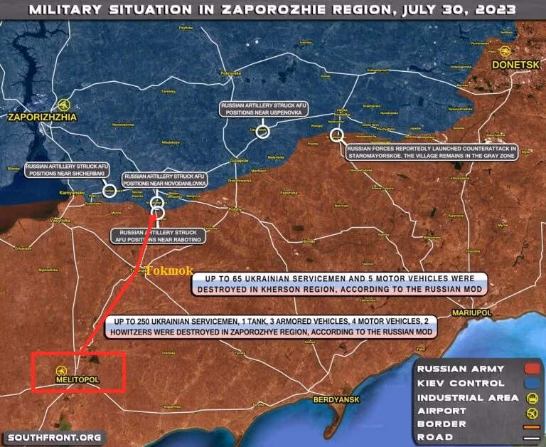 Theo phân tích của Viện Nghiên cứu Chiến tranh Mỹ (ISW), mục tiêu chiến lược phản công của Ukraine là nhằm tiến công về phía nam tới Tokmok và thậm chí tới Melitopol. Nếu mục tiêu của quân đội Ukraine đạt được, thì kết nối giữa khu vực do Nga kiểm soát và bán đảo Crimea sẽ bị cắt đứt hoàn toàn, và việc Ukraine thu hồi bán đảo Crimea sẽ rất gần. 