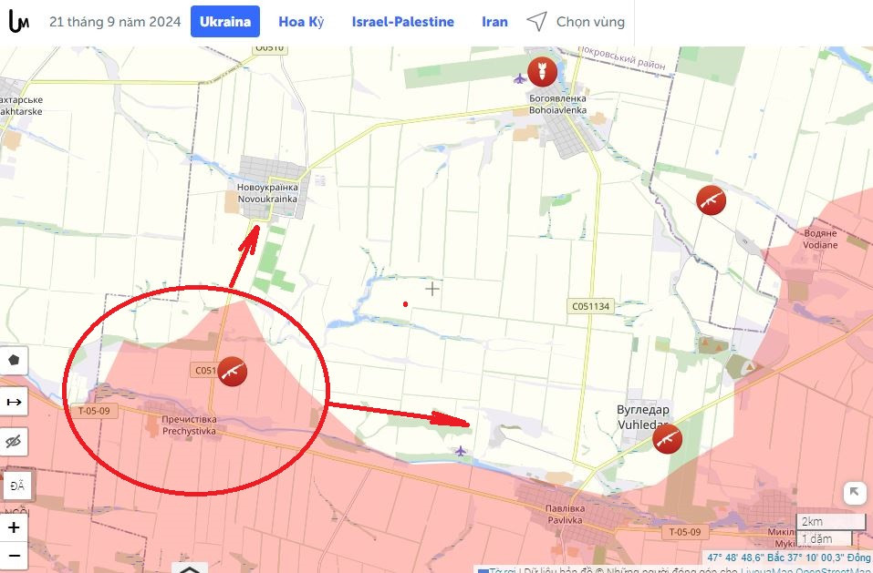 Với việc vượt sông Kashlagach, áp sát Novoukrainka, quân Nga đã uy hiếp quân Ukraine phòng thủ cả ở Novoukrainka và Ugledar; vì từ hướng này, quân Nga tấn công theo hướng đông và di chuyển dọc theo các điểm cao, tiến vào Ugledar từ phía tây.