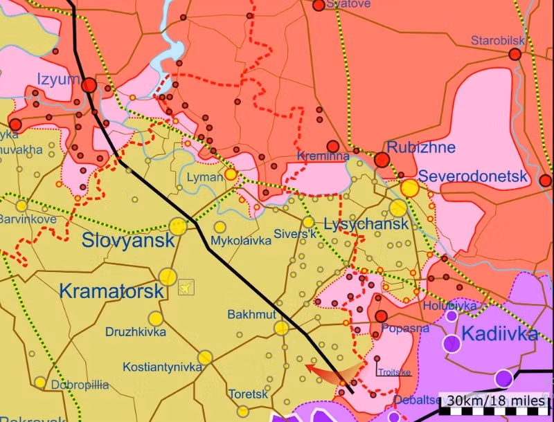 Nếu quân Nga tràn ngập được thành phố song sinh Slavyansk và Kramotok, toàn bộ vùng Donbas gần như hoàn toàn nằm trong sự kiểm soát của Quân đội Nga. Giành quyền kiểm soát vùng Donbass là một trong 4 mục tiêu được Moskva tuyên bố khi bắt đầu xung đột.