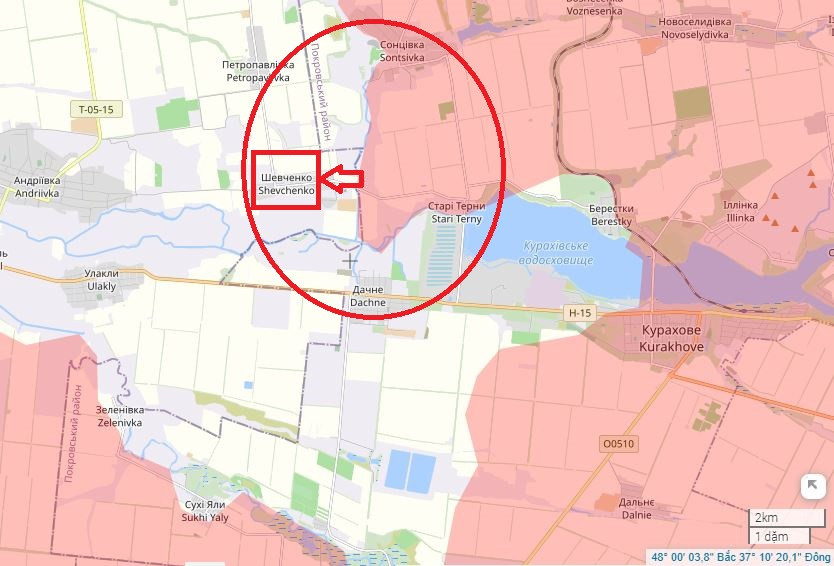 Sau những hoạt động tác chiến thành công ở Uspenovka, Annovka, Konstantinople và Zelenivka, tức là khu vực phía nam thành phố Kurakhove, thì ở hướng sườn bắc, RFAF đã đạt được thành công, khi đang thiết lập một vòng vây giữa các làng Sontsivka và Starye Terny. 