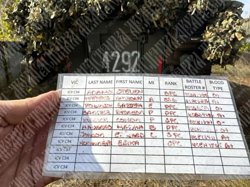 Theo kênh Telegram trên, tại quận Glushkovsky của vùng Kursk, quân Nga đã phá hủy một xe bọc thép Stryker ở trong một cánh rừng, với kíp xe 8 người, hoàn toàn là lính đánh thuê Mỹ. Trong xe, lính Nga tìm thấy vũ khí của Mỹ cùng với những người thiệt mạng cùng nhiều nhật ký chiến đấu. 