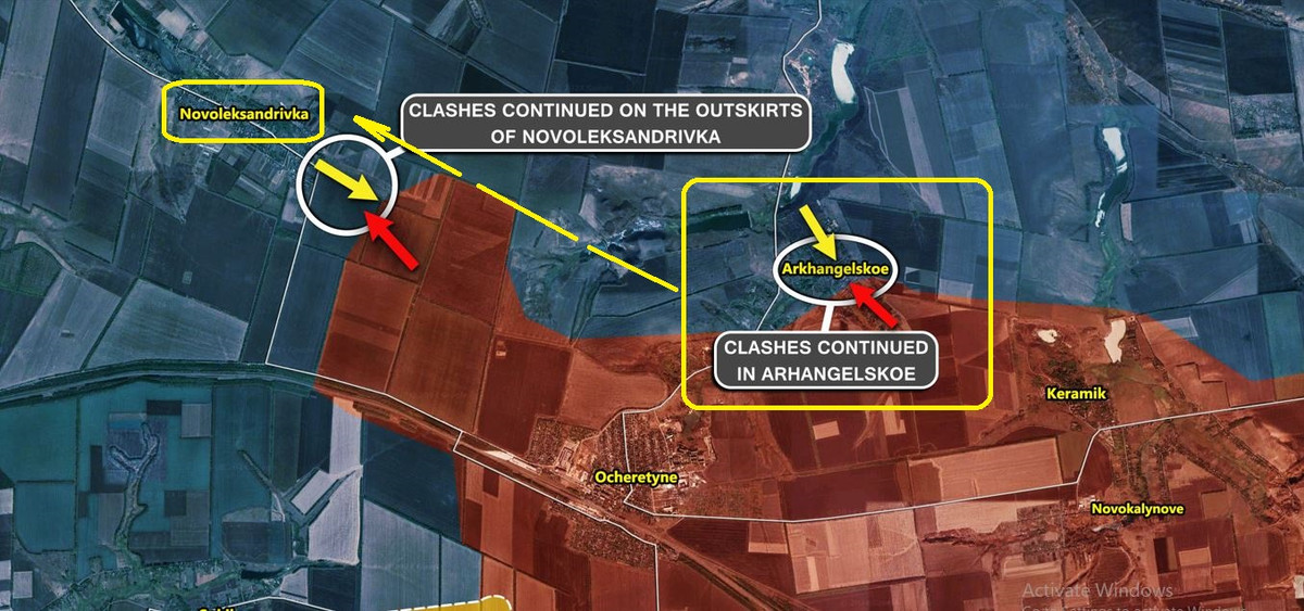 Nhưng theo cách triển khai của Ukraine, họ có thể chọn rút lui về Novooleksandrivka nằm ở phía tây bắc và nếu họ chọn con đường rút lui như vậy, thì sẽ rơi vào vòng vây của quân Nga. Bởi vì tất cả các con đường giữa hai ngôi làng đều nằm trong tầm hỏa lực khống chế của quân Nga.