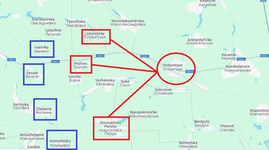 Ngoài ra, các đơn vị trên của Nga còn chiếm được hoàn toàn ngôi làng quan trọng chiến lược Lozuvats'ke vào ban đêm. Theo hướng làng Procheres, phía nam làng Lozuvats'ke, quân Nga dẫn đầu tiến nhanh dọc theo tuyến đường sắt và tiến vào rìa phía đông của ngôi làng. 