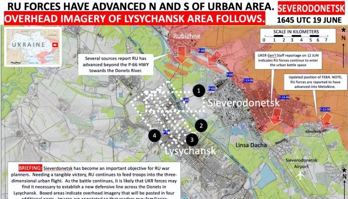 Sau khi giành quyền kiểm soát Sieverodonetsk, Quân đội Nga và lực lượng dân quân Luhansk thân Nga ngay lập tức tiến vào Lisichansk đồng thời từ 5 hướng; đây là thành phố nằm cạnh Sieverodonetsk, được ngăn cách bởi sông Bắc Donetsk. Đây cũng là thành phố lớn cuối cùng tại Lugansk do Kiev kiểm soát.