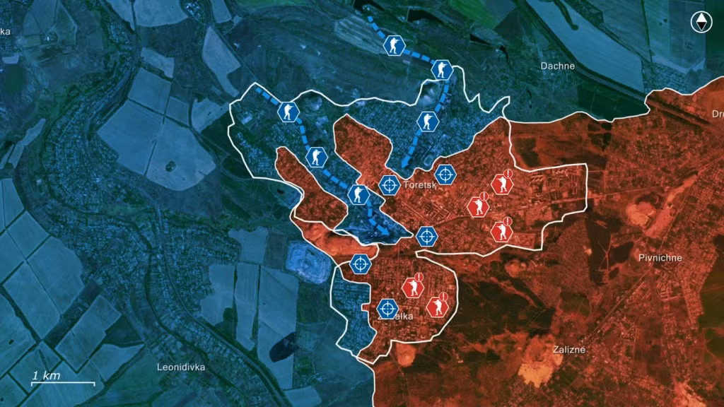 Tuy nhiên, kế hoạch phản công của AFU đã bị UAV trinh sát của RFAF phát hiện kịp thời và nhanh chóng phát cảnh báo tới Trung đoàn bộ binh cơ giới số 103 thuộc Sư đoàn 150, khiến quân Ukraine mất đi lợi thế tấn công bất ngờ. Sau đó, RFAF đã phát động một cuộc tấn công bằng pháo binh quy mô lớn và nỗ lực phản công của AFU đã bị dập tắt ngay lập tức.