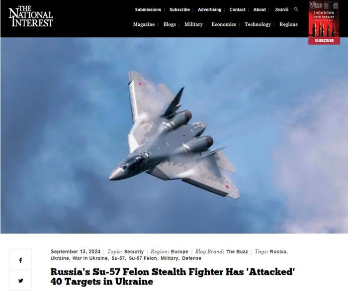 National Interest dẫn lời một quan chức Không quân Ukraine giấu tên cho biết, các máy bay chiến đấu tàng hình Su-57 của Nga đã được sử dụng để thực hiện "hơn 40 cuộc tấn công" vào các mục tiêu ở Ukraine trong những tháng gần đây. 